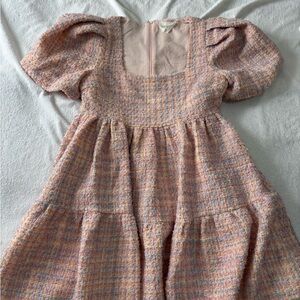 Charming Pink Tweed Dress